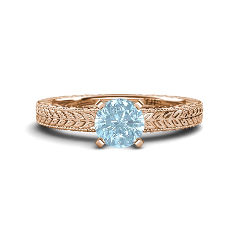 Kaelan 6.50 mm Round Aquamarine Solitaire Engagement Ring 