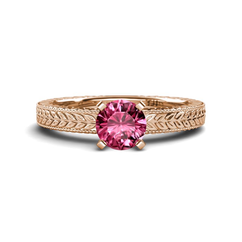Kaelan 6.50 mm Round Pink Tourmaline Solitaire Engagement Ring 