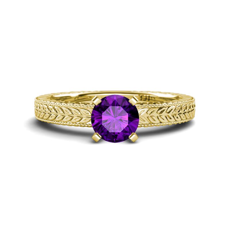 Kaelan 6.50 mm Round Amethyst Solitaire Engagement Ring 