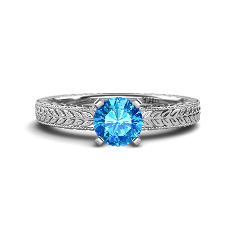 Kaelan 6.50 mm Round Blue Topaz Solitaire Engagement Ring 