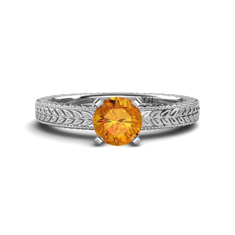 Kaelan 6.50 mm Round Citrine Solitaire Engagement Ring 