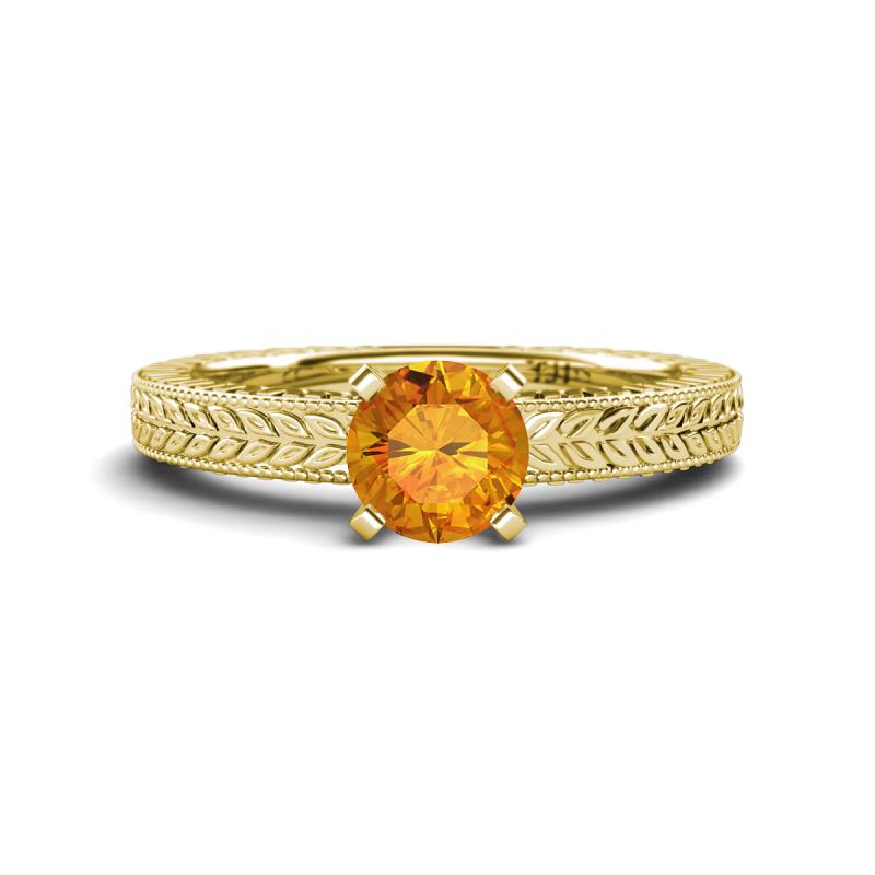 Kaelan 6.50 mm Round Citrine Solitaire Engagement Ring 