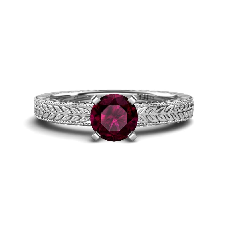 Kaelan 6.50 mm Round Rhodolite Garnet Solitaire Engagement Ring 