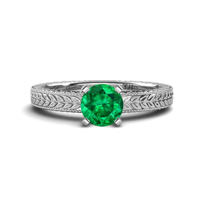 Kaelan 6.00 mm Round Emerald Solitaire Engagement Ring 