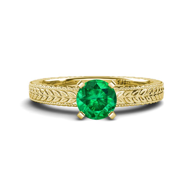 Kaelan 6.00 mm Round Emerald Solitaire Engagement Ring 