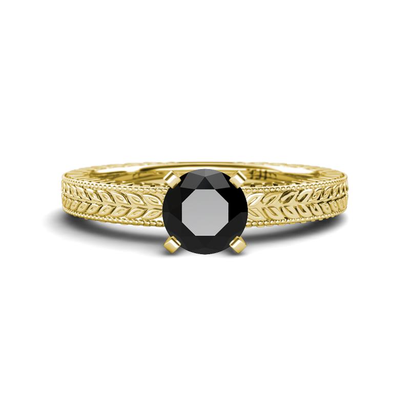 Kaelan 6.00 mm Round Black Diamond Solitaire Engagement Ring 