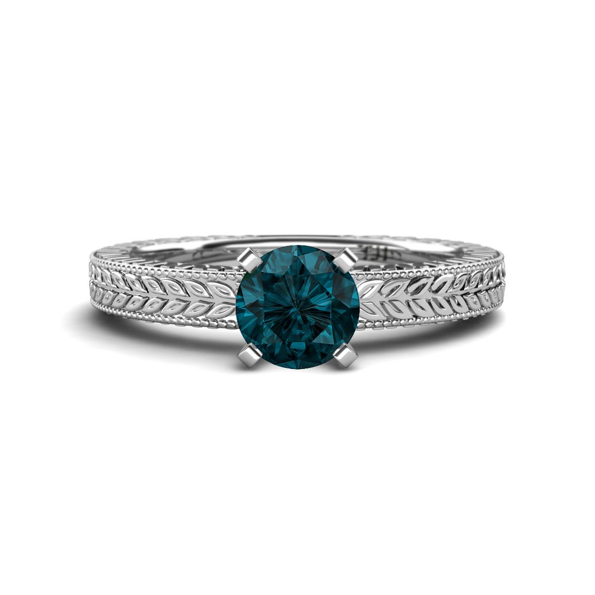 Kaelan 6.50 mm Round London Blue Topaz Solitaire Engagement Ring 