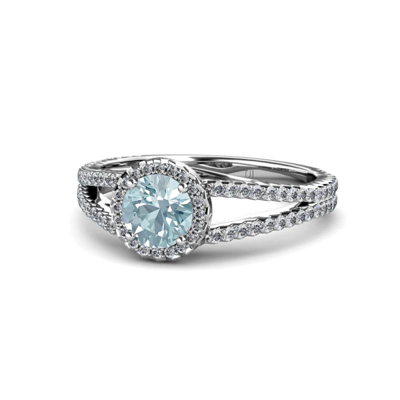 Aylin Aquamarine and Diamond Halo Engagement Ring 