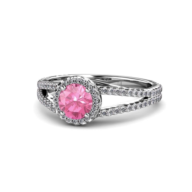 Aylin Pink Tourmaline and Diamond Halo Engagement Ring 