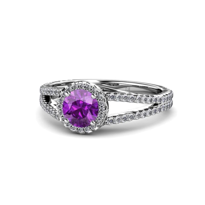 Aylin Amethyst and Diamond Halo Engagement Ring 