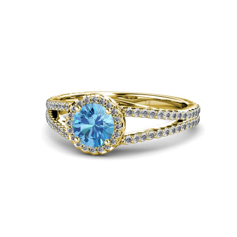 Aylin Blue Topaz and Diamond Halo Engagement Ring 