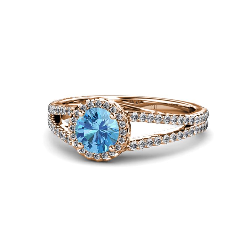 Aylin Blue Topaz and Diamond Halo Engagement Ring 