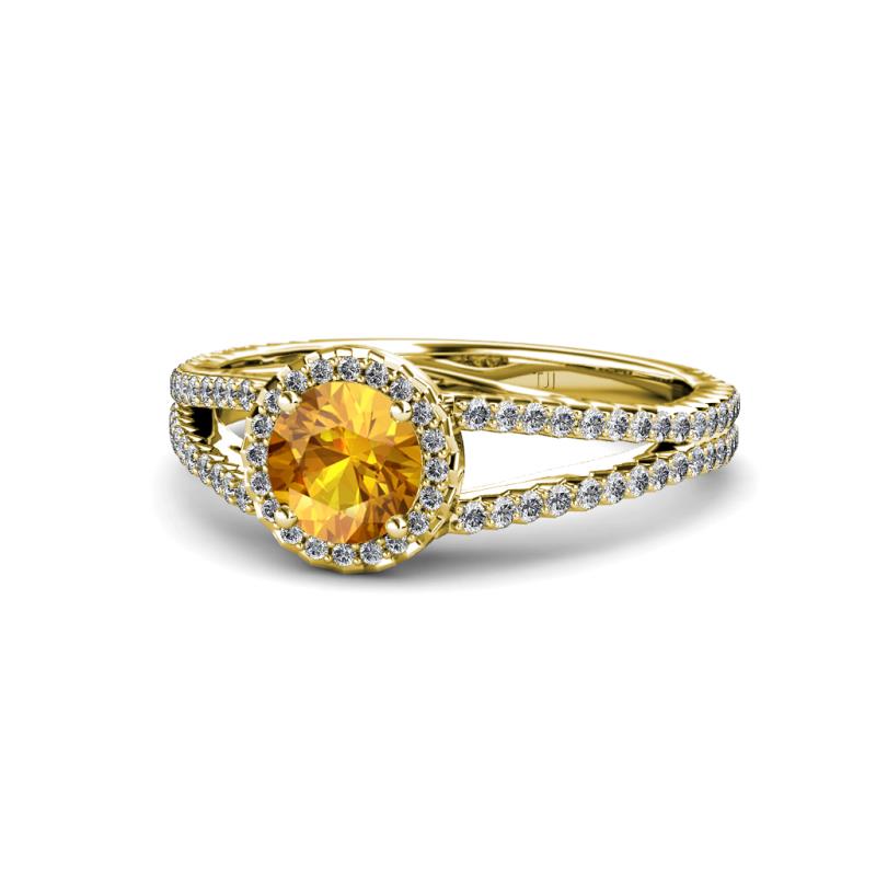 Aylin Citrine and Diamond Halo Engagement Ring 