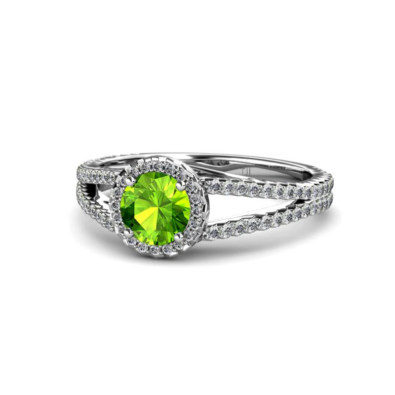 Aylin Peridot and Diamond Halo Engagement Ring 