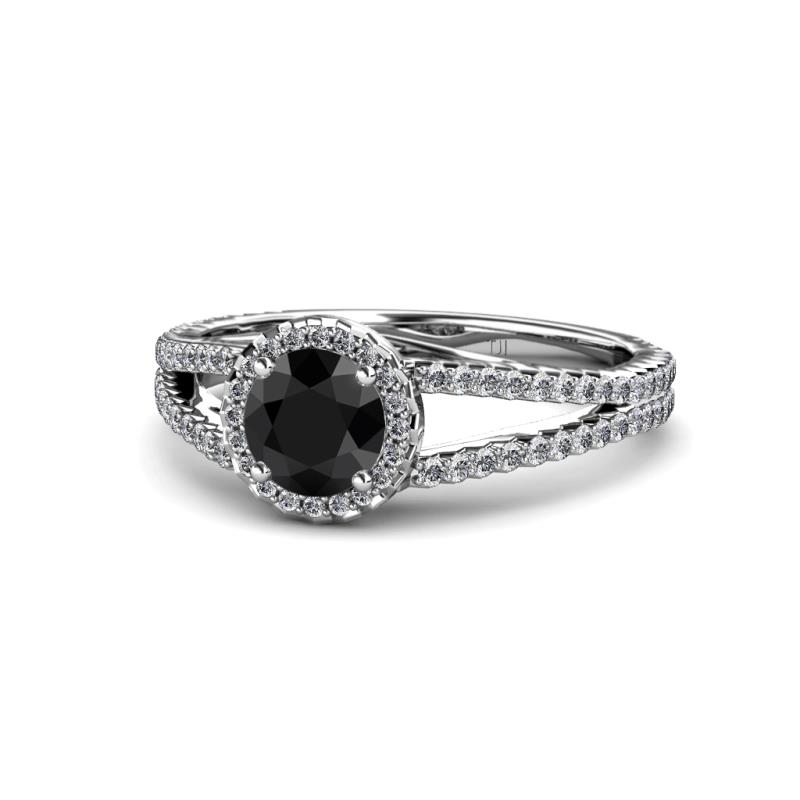 Aylin Black and White Diamond Halo Engagement Ring 