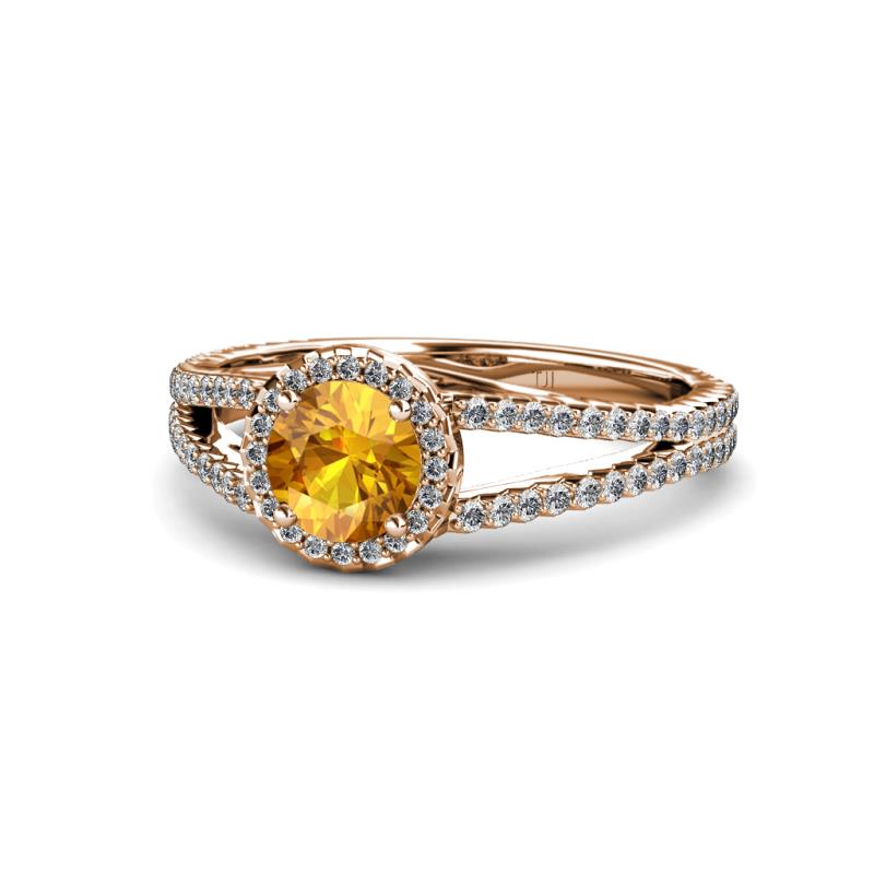 Aylin Citrine and Diamond Halo Engagement Ring 
