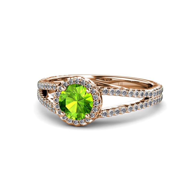 Aylin Peridot and Diamond Halo Engagement Ring 