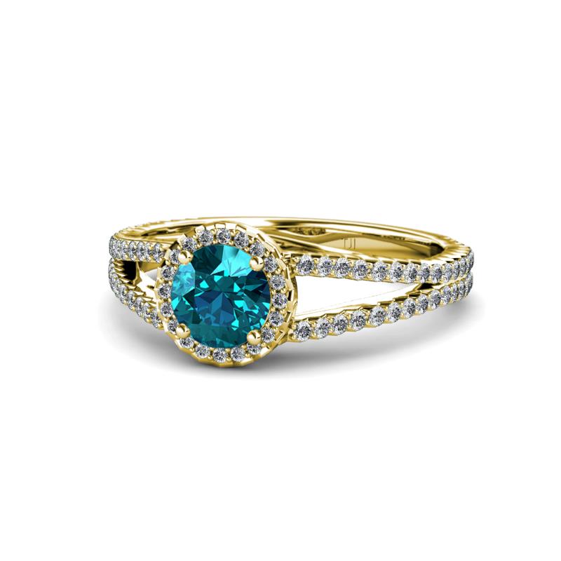 Aylin London Blue Topaz and Diamond Halo Engagement Ring 