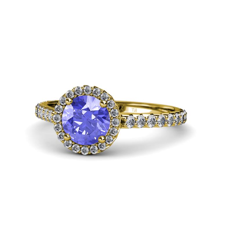 Abeni 1.30 ctw (6.50 mm) Round Tanzanite and Diamond Halo Engagement Ring   