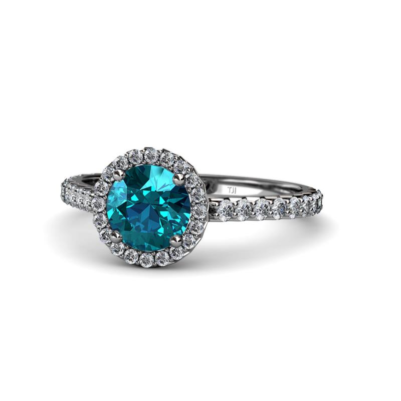 Abeni 1.33 ctw (6.50 mm) Round London Blue Topaz and Diamond Halo Engagement Ring   