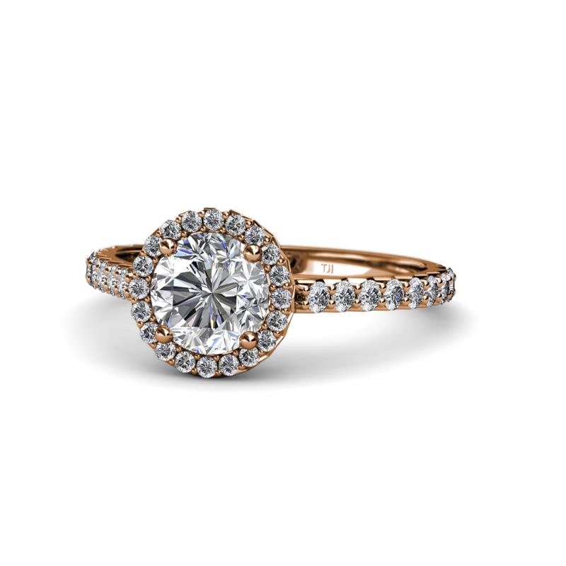 Abeni GIA Certified 1.38 ctw (6.50 mm) Round Diamond (SI/H) and Diamond Halo Engagement Ring  