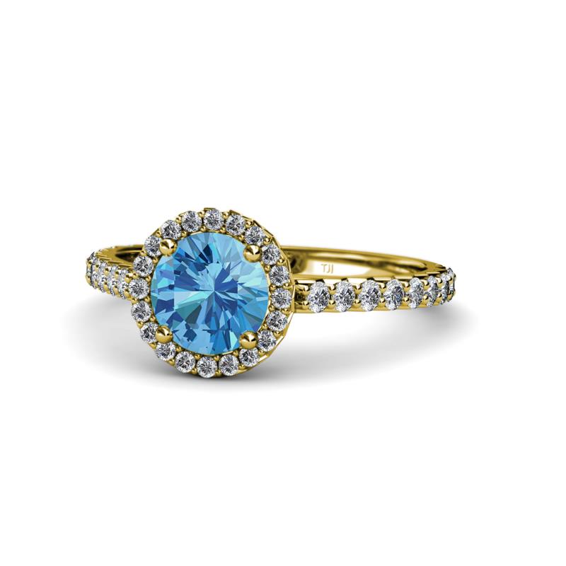 Abeni 1.33 ctw (6.50 mm) Round Blue Topaz and Diamond Halo Engagement Ring   