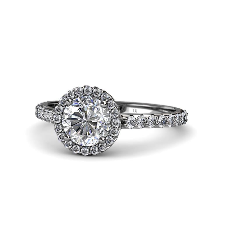 Abeni GIA Certified 1.38 ctw (6.50 mm) Round Diamond (SI/G) and Diamond Halo Engagement Ring  