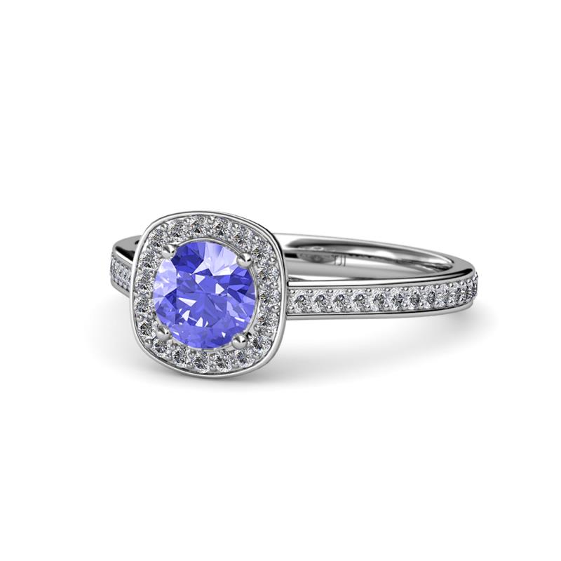 Hain Tanzanite and Diamond Halo Engagement Ring 