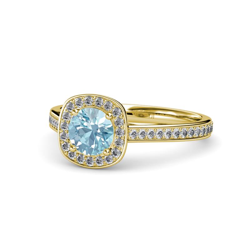 Hain Aquamarine and Diamond Halo Engagement Ring 