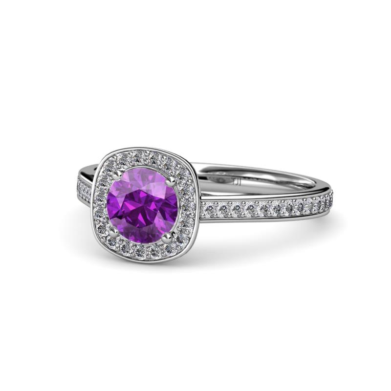 Hain Amethyst and Diamond Halo Engagement Ring 