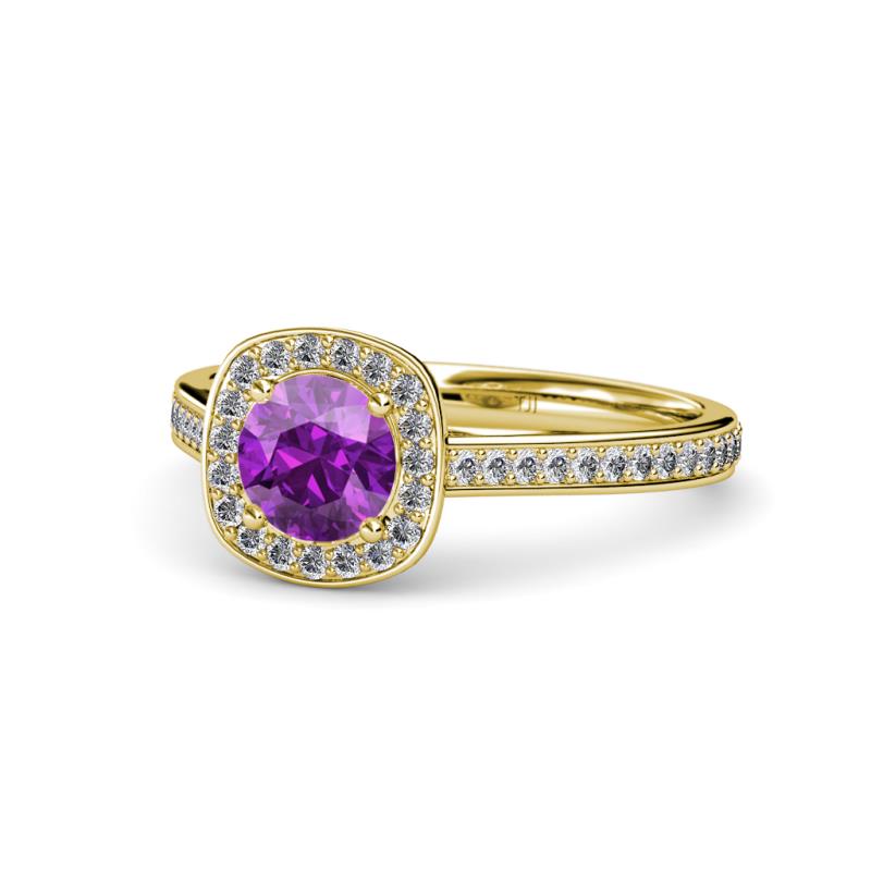 Hain Amethyst and Diamond Halo Engagement Ring 