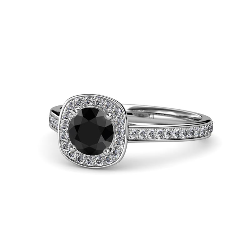 Hain Black and White Diamond Halo Engagement Ring 