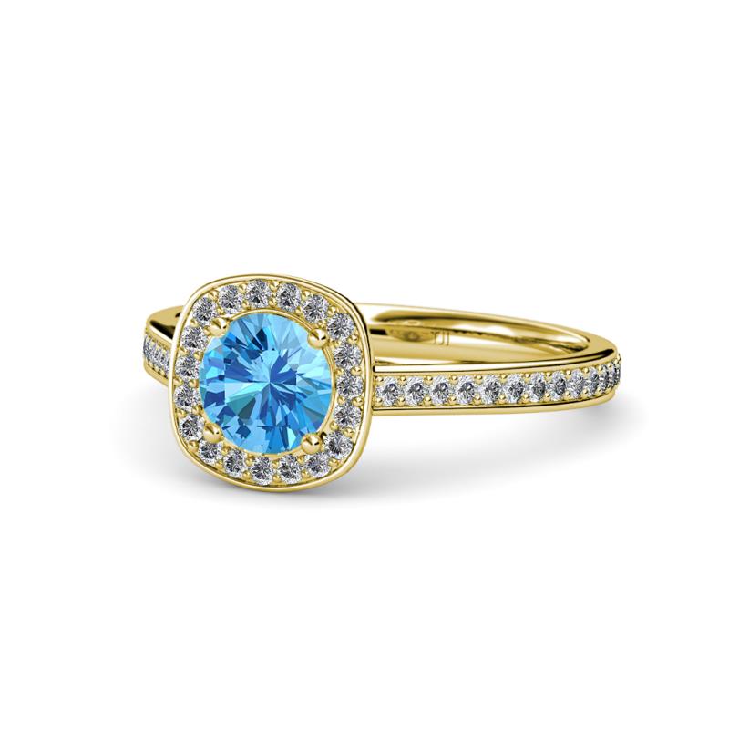 Hain Blue Topaz and Diamond Halo Engagement Ring 