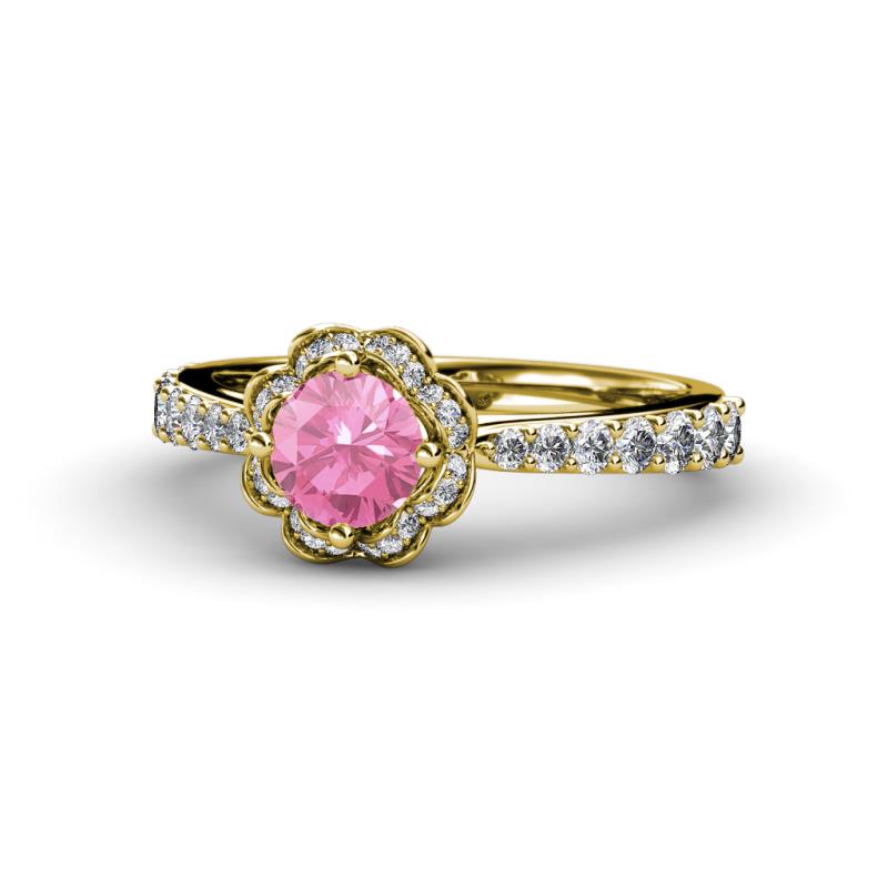 Florus Pink Tourmaline and Diamond Halo Engagement Ring 