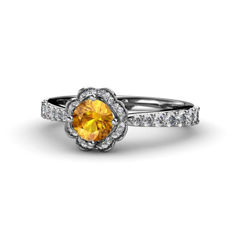 Florus Citrine and Diamond Halo Engagement Ring 