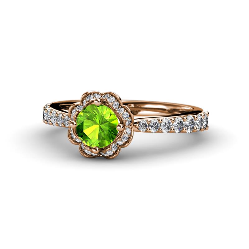 Florus Peridot and Diamond Halo Engagement Ring 