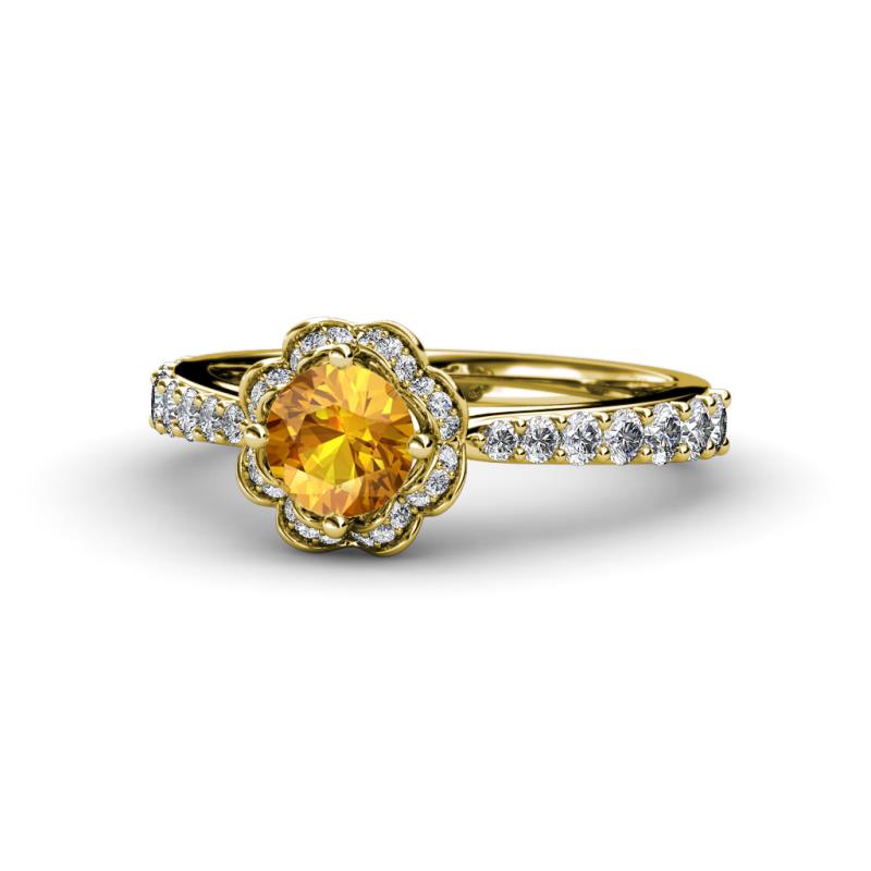 Florus Citrine and Diamond Halo Engagement Ring 