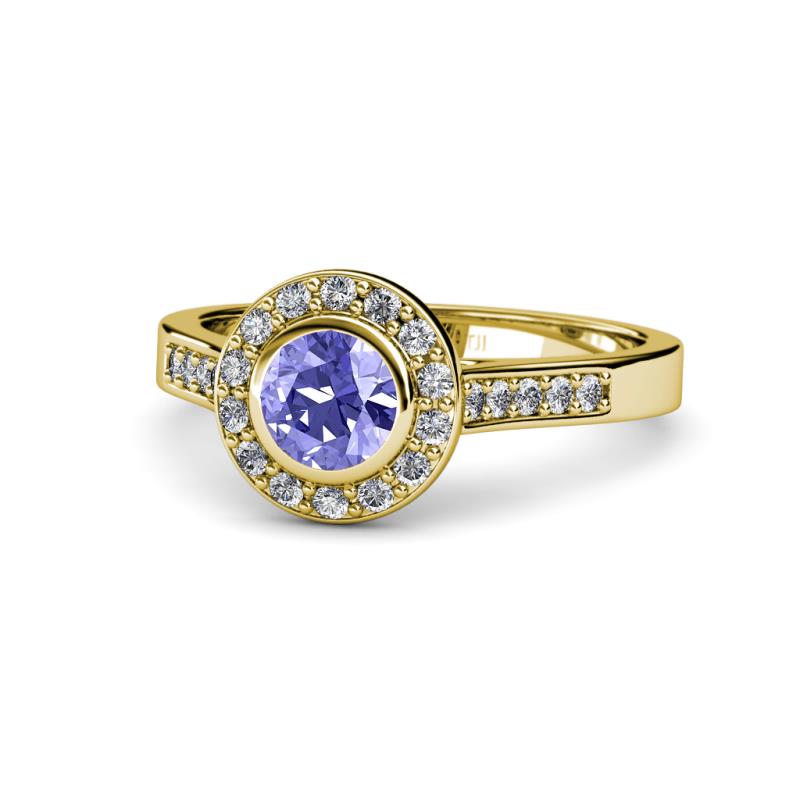 Ara Tanzanite and Diamond Halo Engagement Ring 