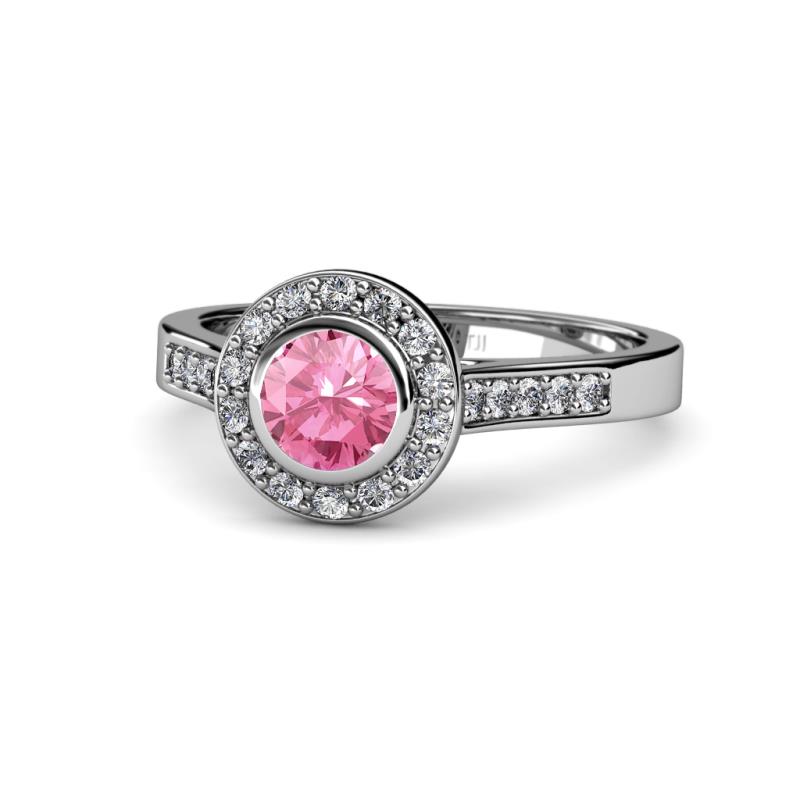 Ara Pink Tourmaline and Diamond Halo Engagement Ring 