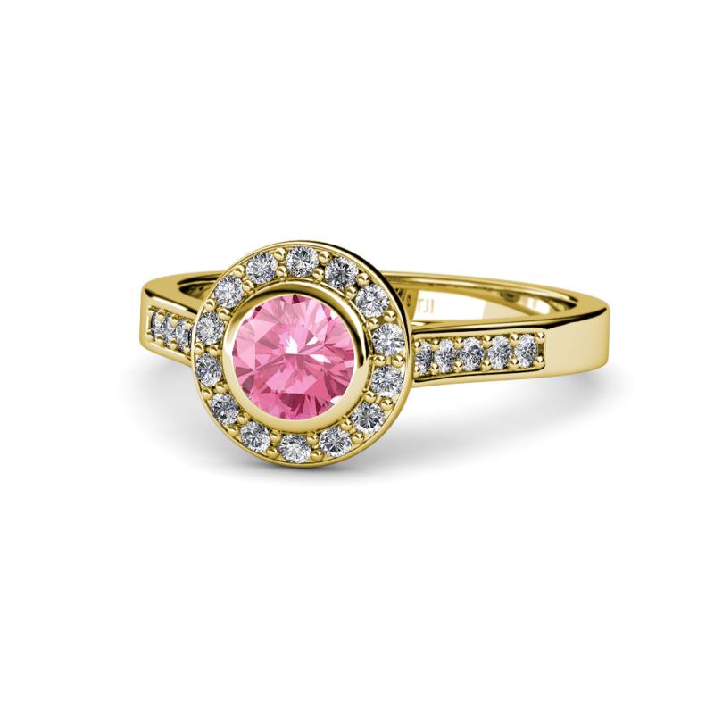 Ara Pink Tourmaline and Diamond Halo Engagement Ring 