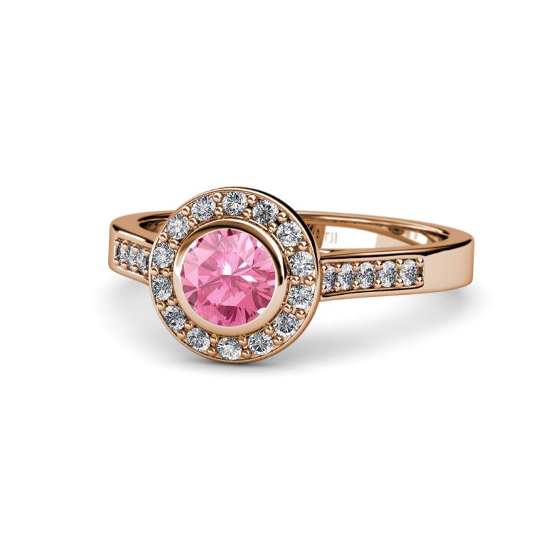 Ara Pink Tourmaline and Diamond Halo Engagement Ring 