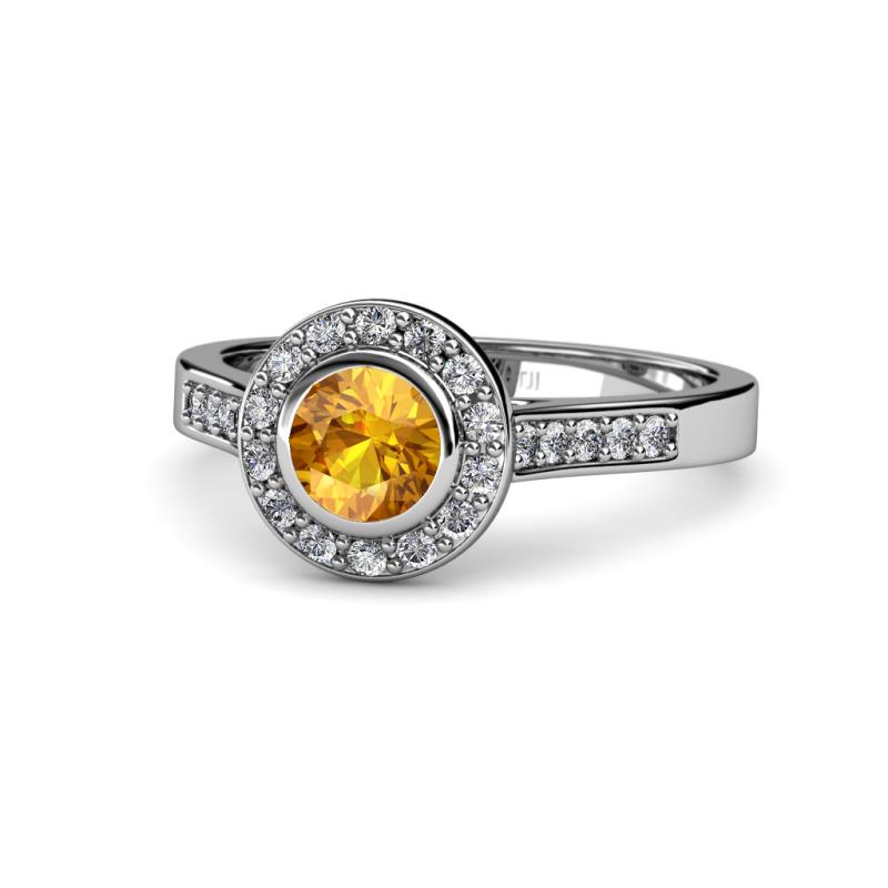Ara Citrine and Diamond Halo Engagement Ring 