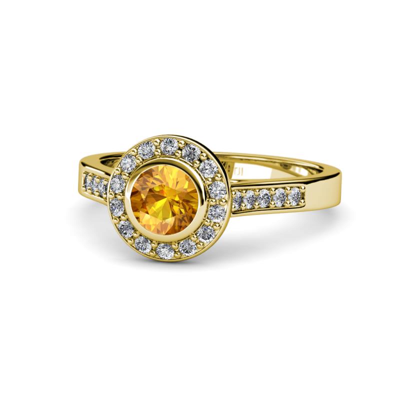 Ara Citrine and Diamond Halo Engagement Ring 