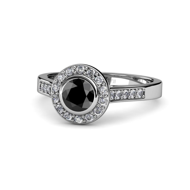 Ara Black and White Diamond Halo Engagement Ring 