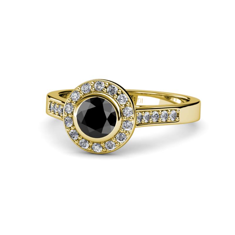 Ara Black and White Diamond Halo Engagement Ring 
