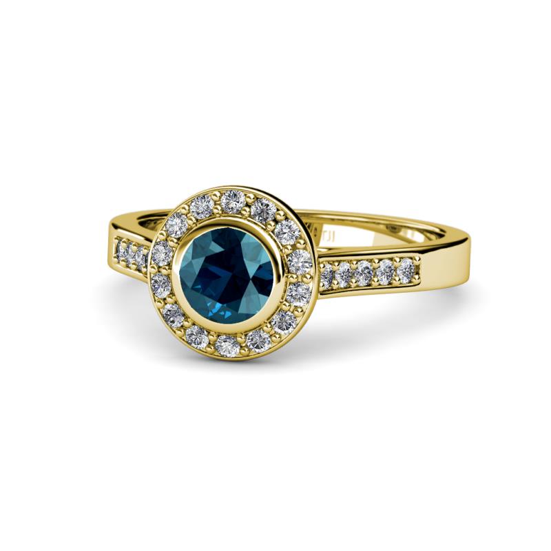 Ara Blue and White Diamond Halo Engagement Ring 