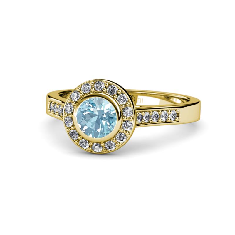 Ara Aquamarine and Diamond Halo Engagement Ring 