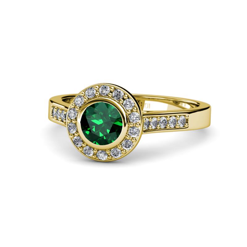 Ara Emerald and Diamond Halo Engagement Ring 