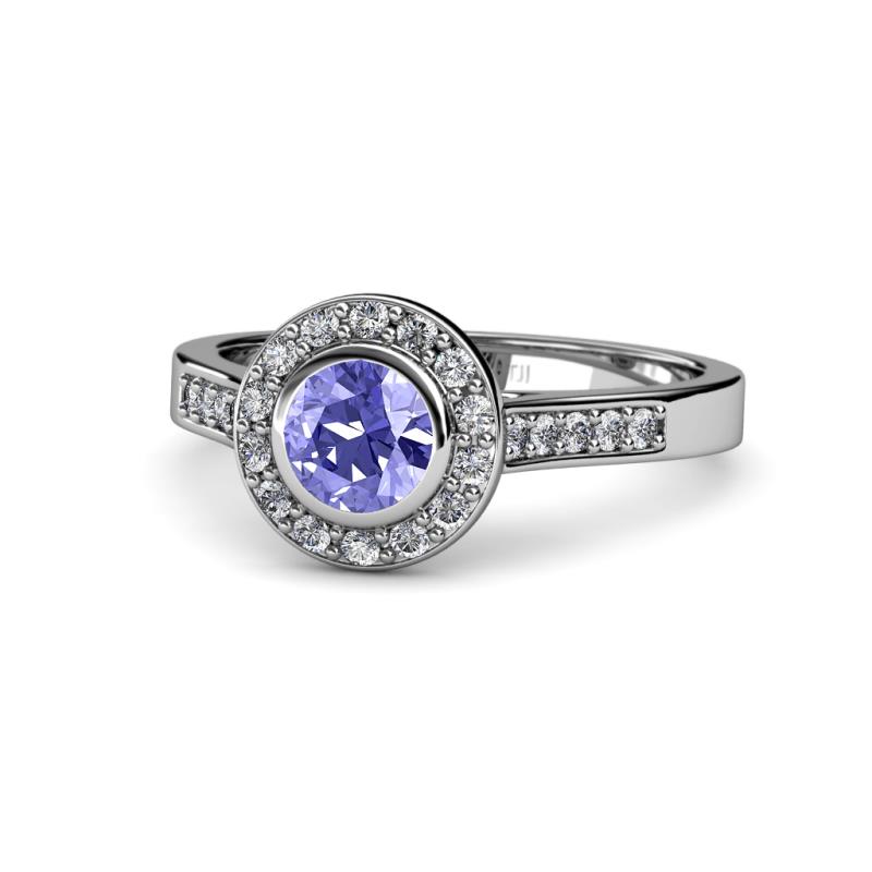 Ara Tanzanite and Diamond Halo Engagement Ring 