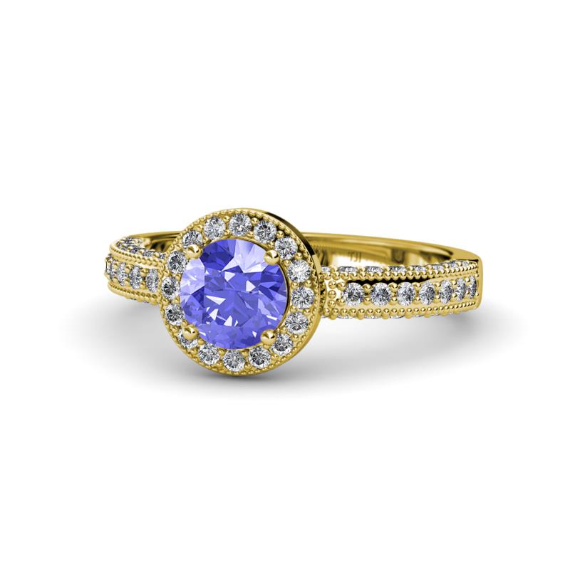 Nora Tanzanite and Diamond Halo Engagement Ring 